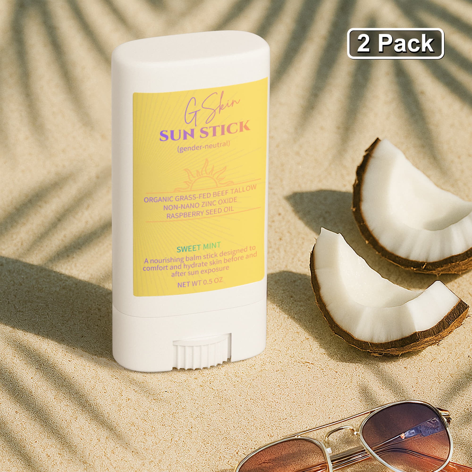 2 Pack Tallow Zinc Sun Stick